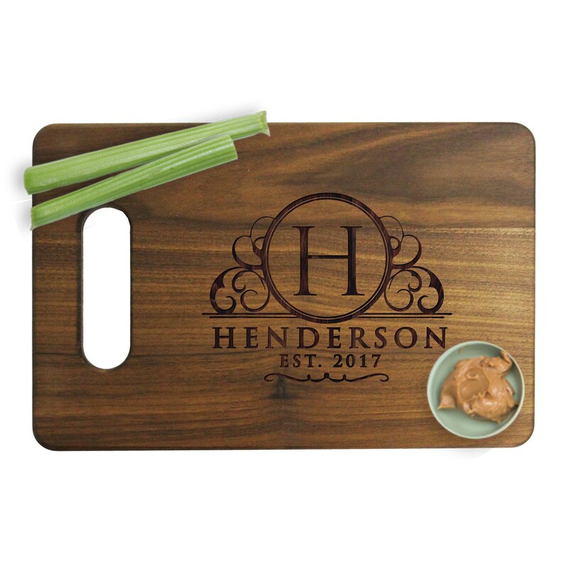 Anniversary Gift, Personalized Walnut Cutting Board, Personalized Cutting Board, Monogram Cutting Board, Personalized Wedding Gift image 2