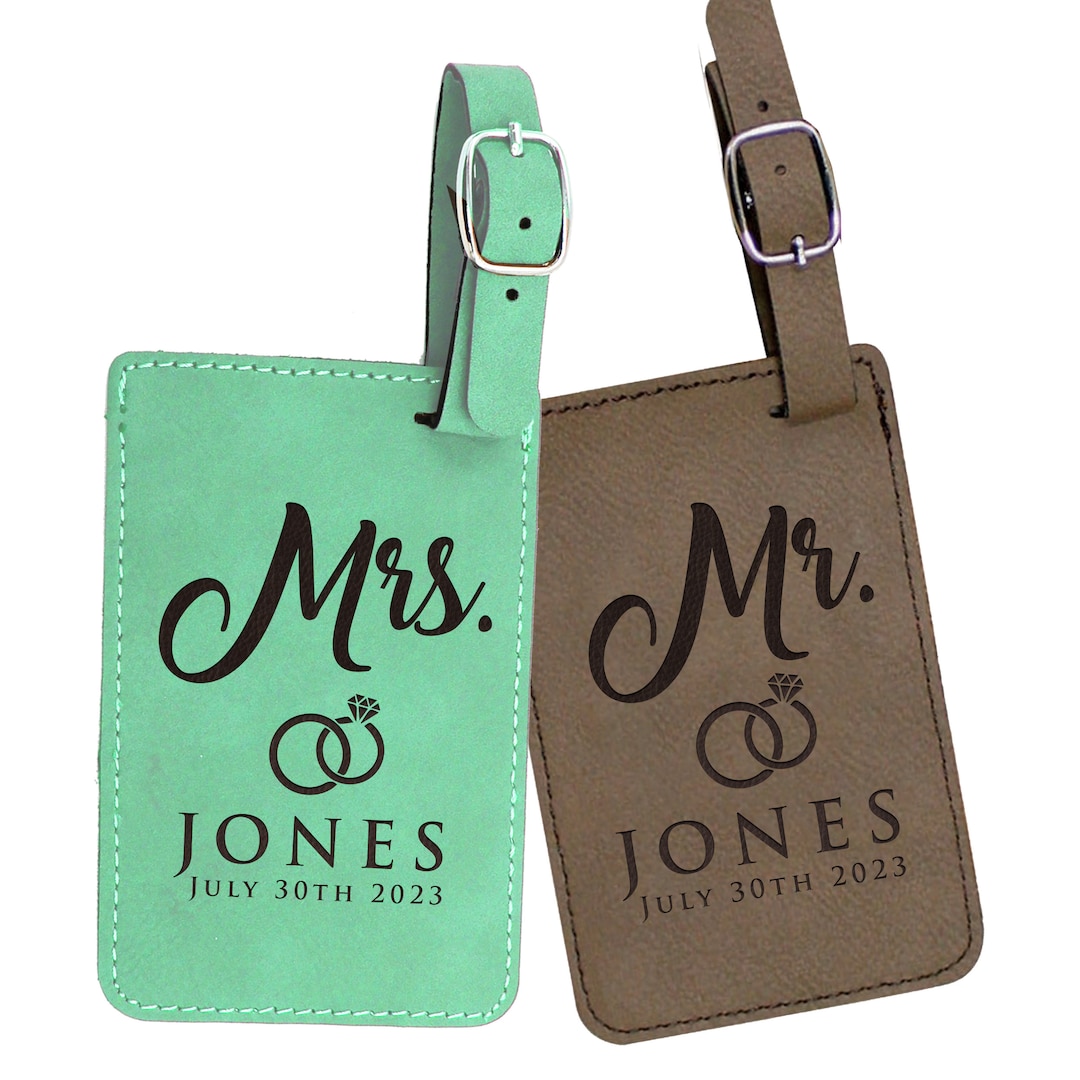 Personalized Mr and Mrs Luggage Tags Set for Wedding Honeymoon Luggage Tags for Suitcases, Bags