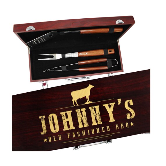 Engraved Grill Set Custom Grill Toolsgrilling Kit Engraved Etsy