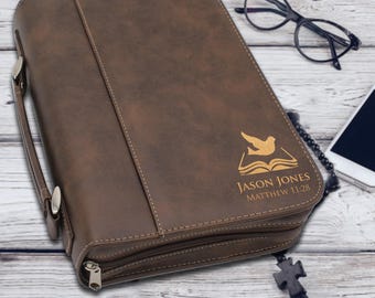 Customized Bible Cover - Bible Case Monogrammed - Bible Case Women - Bible Covers with Handle - Custom Bible Cover for Men - Communion Gift