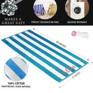 Custom Beach Towel, Embroidered Beach Towel, Pool Towel, Personalized Striped Beach Towel, Premium Cabana Towel, Striped Cabana Towel image 3