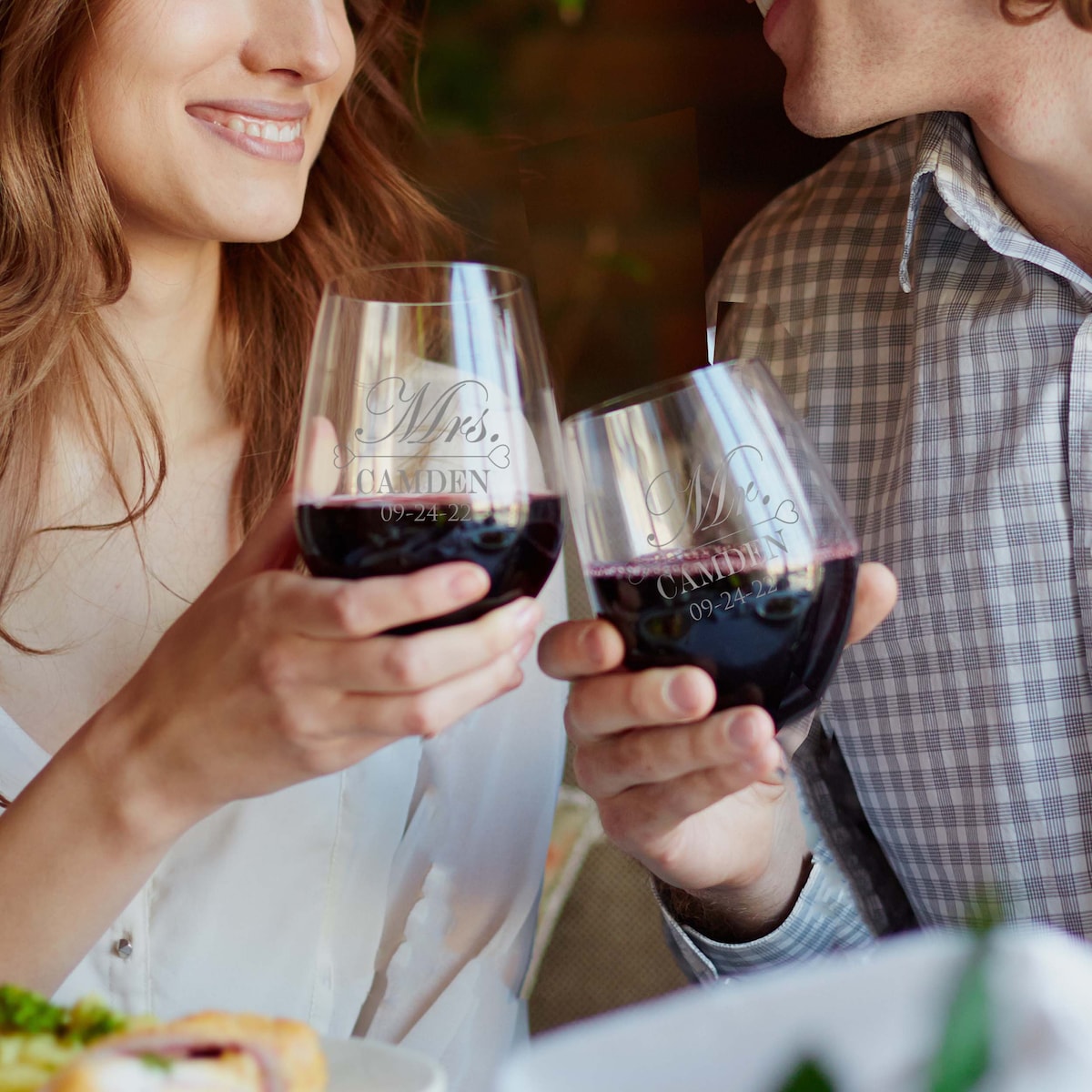 Custom Stemless Wine Glasses, Mr and Mrs Gifts, Mr and Mrs Glasses
