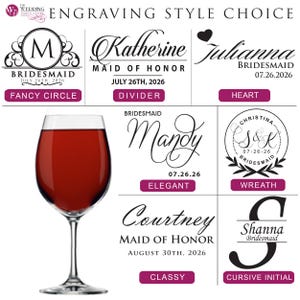 Personalized Wine Glasses - Etched Wine Glasses - Custom Wine Glasses - Bridesmaid Gift - Bridesmaid Wine Glasses - Maid of Honor Gift 画像 8