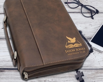 Bible Covers for Woman - Engraved Bible Covers - Custom Bible Case - Bible Case with Zipper - Personalized Bible Cover - Religious Gifts