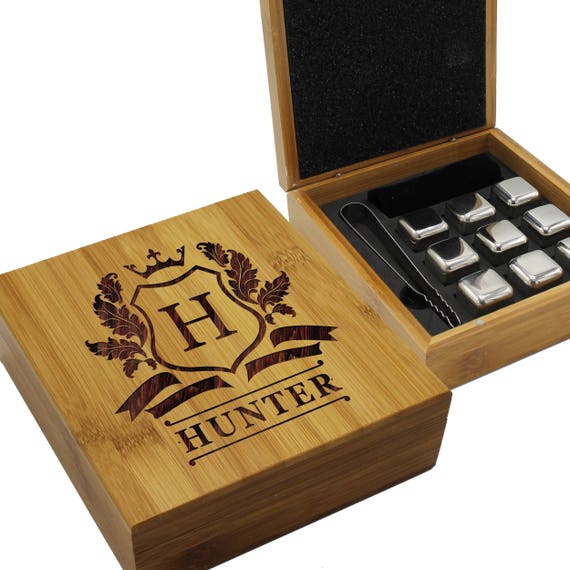 Personalized Whiskey Stones - Whiskey Stone Gift Set - Custom Whiskey Stones - Drink Stones - Whiskey Stones Box - Engraved Whiskey Stones