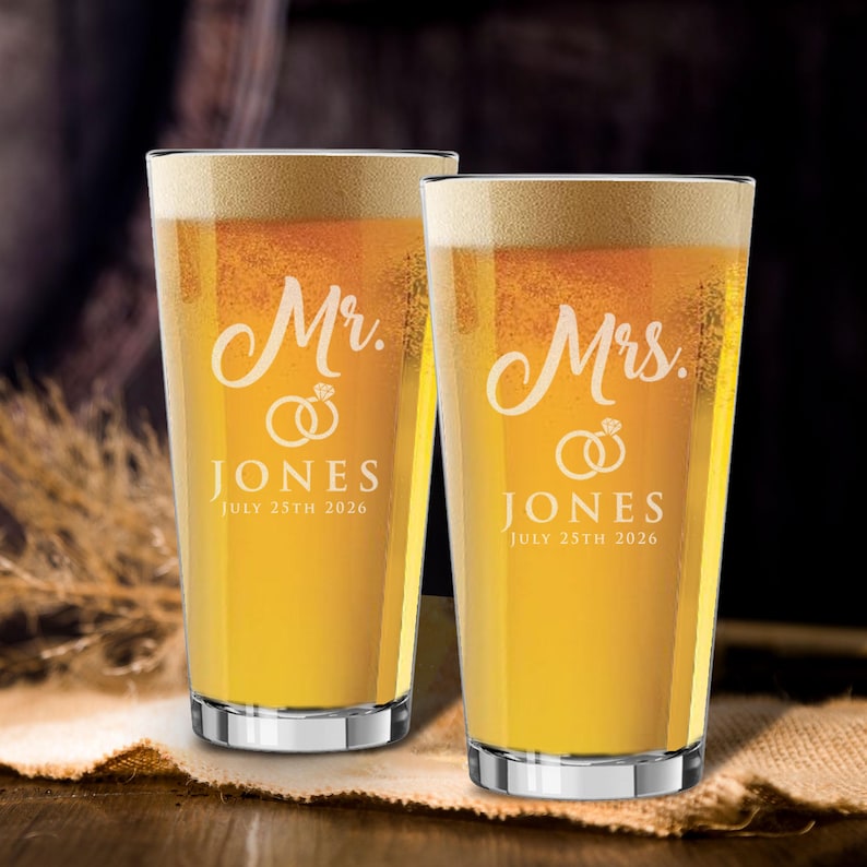 Mr and Mrs Gifts, Bride and Groom Toasting Glasses, Mr and Mrs Mason Jar Glasses, His and Her Gifts, Husband and Wife Gifts, Set of 2 image 5