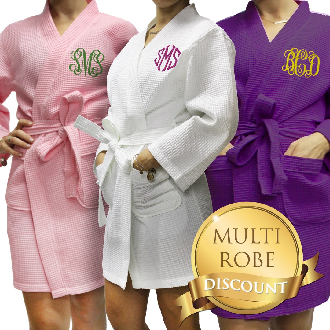 Wedding Robes Bridesmaid Waffle Robes Monogrammed Bridesmaid Robes