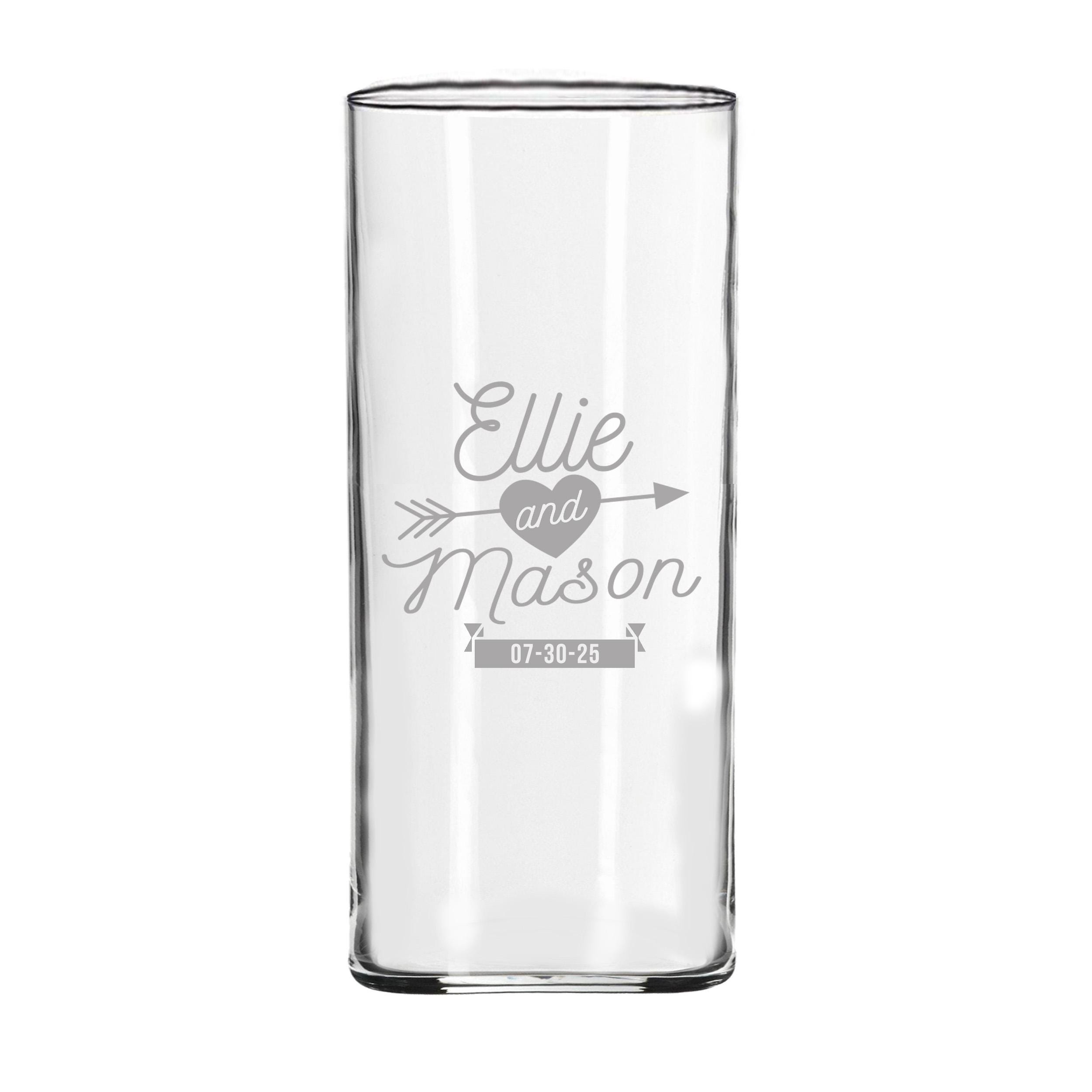 Discover Custom Personalized Glass Flower Vase Gift for Couples, Her, Mom, Anniversary