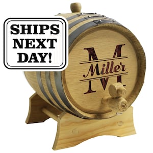 Personalized Oak Barrel - Groomsmen Gift - Best Husband Gift - Monogrammed Barrel - Bourbon Aging Barrel - Wine Barrel - Whiskey Gifts