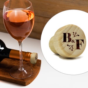 Wine Stopper - Engraved Wood Cork - Personalized Bottle Stopper - Custom Wine Stopper - Engraved Bottle Stopper - Wood Cork Stopper - T Cork