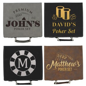 Custom Dad Gift Engraved Gift for Dad Husband Gift from Wife Dad Gift from Daughter Birthday Gift for Dad Him Poker Set image 2