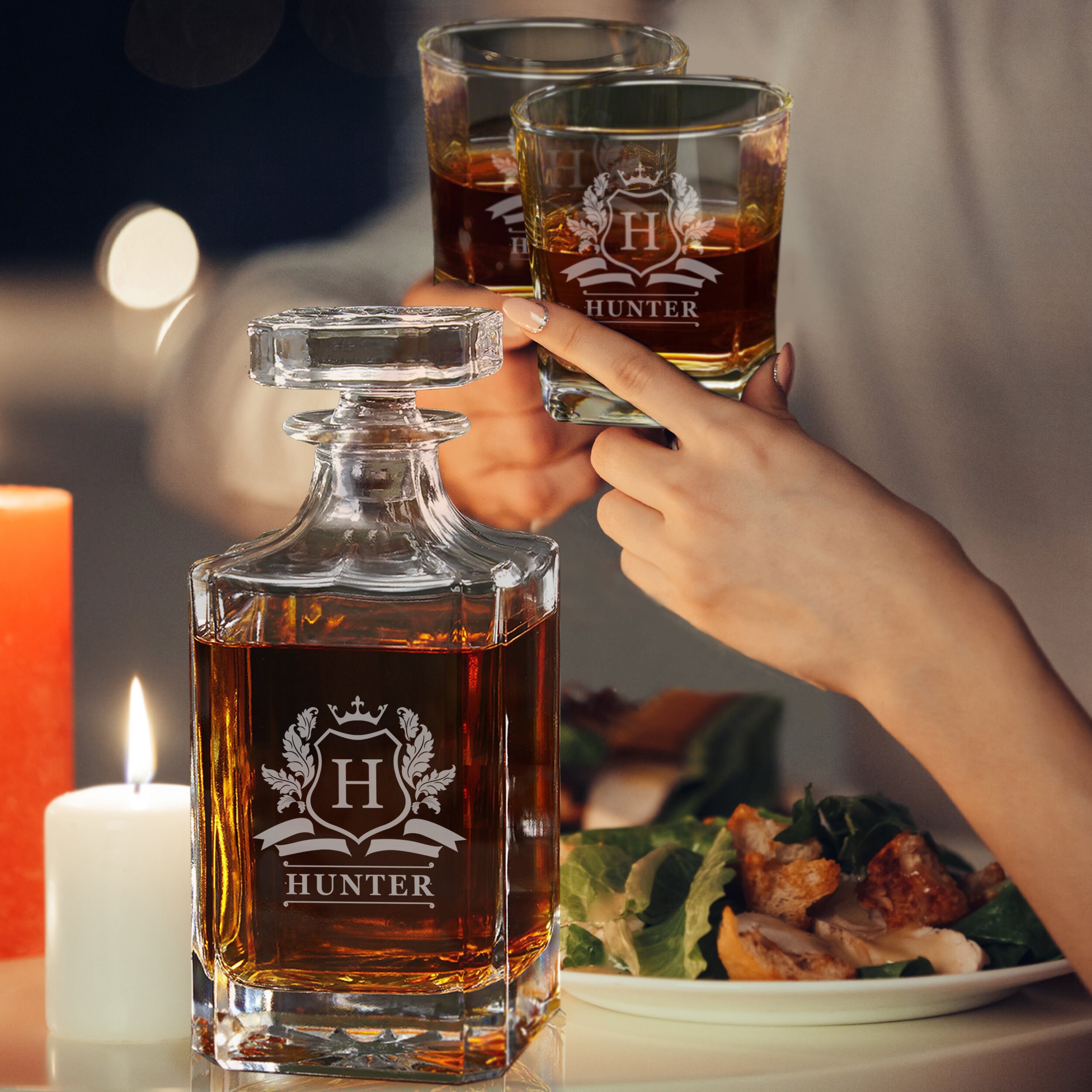 Engraved whiskey decanter deals