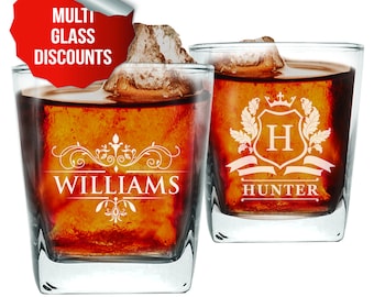 Custom Personalized On The Rocks Glasses - Engraved Old Fashioned Heavy Base Glasses - Customized Lowball Cocktail Glass