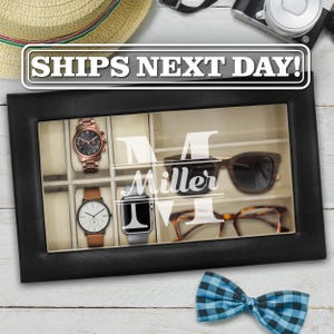 Personalized Watch and Sunglasses Box - Engraved Sunglasses and Watch Storage Box - Watch Organizer Box Men - Custom Glasses and Watch Case