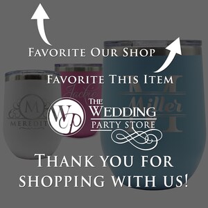 May include: Three insulated wine tumblers in white, pink, and teal. Each tumbler features custom text and a silver lid. The white tumbler has the name "Meredith" and the letter "M". The teal tumbler has the name "Miller".