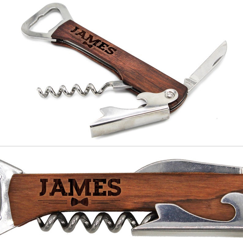 Bridesmaid Gift - Custom Corkscrew and Multi-Tool - Personalized Wine Opener - Wedding Favors - Custom Bottle Opener - Groomsmen Gift image 4