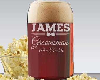 Personalized Beer Glass Can, Beer Can Glasses, Groomsmen Beer Gifts, Groomsman Beer Glass, Engraved Beer Glasses Can, Monogrammed Beer Glass