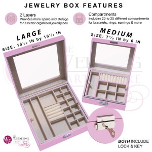 Custom Jewelry Box - Personalized Leather Jewelry Case - Custom Jewelry Case - Leather Jewelry Organizer Pink - Jewelry Box Organizer Woman image 7