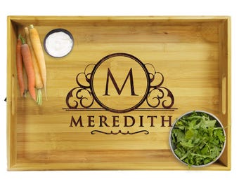 Personalized Wood Serving Tray, Serving Tray with Handles, Wood Serving Tray, Custom Serving Tray, Engraved Serving Tray, Premium Wood Tray