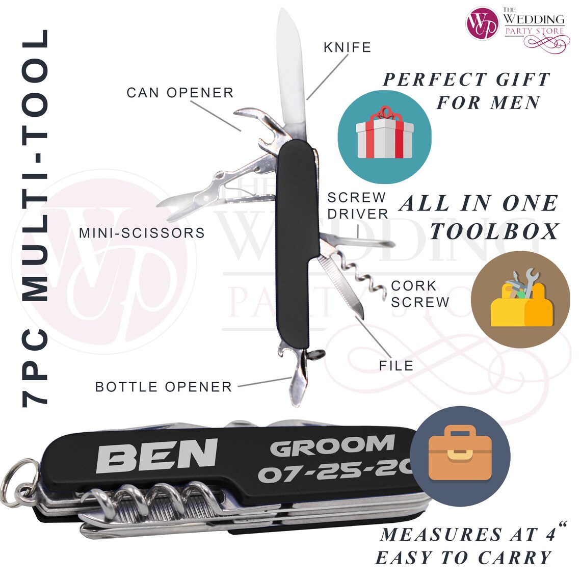 Custom Multitool Multitool Engraved - 7 Function Multitool - Custom Personalized ...