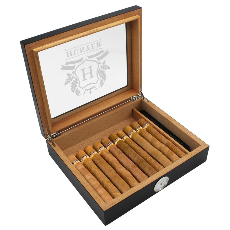 Personalized Cigar Humidor Humidor Cigar Box Cigar Box Wooden Cigar Gift Set Wood Cigar Holder Cigar Humidor Kit Cigar Gift Box image 5