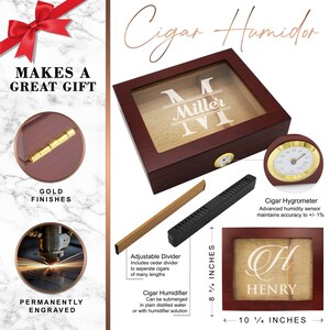 Custom Personalized Cigar Humidor Box image 2