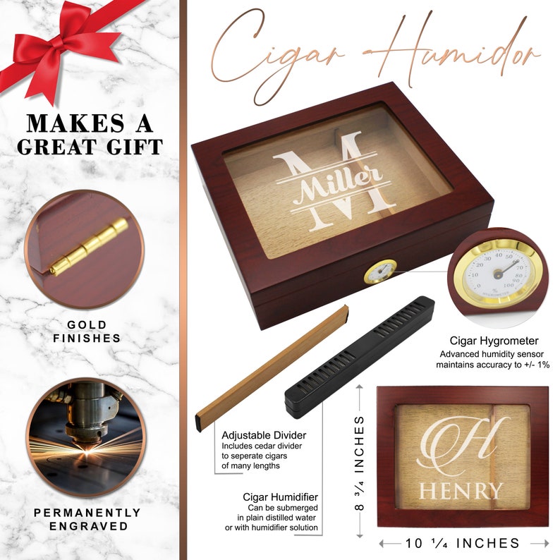 Custom Personalized Cigar Humidor Box image 2