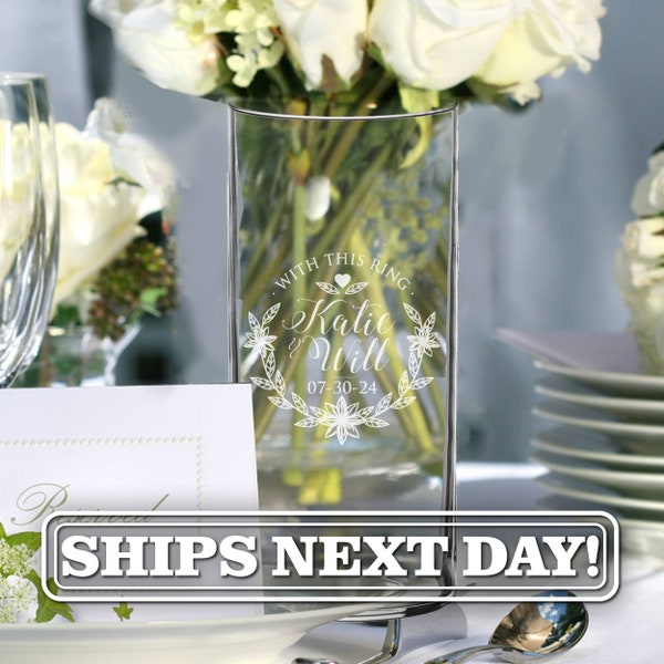 Engraved Flower Vase Wedding Etsy