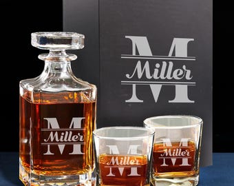 Engraved Whiskey Decanter Set – Personalized Birthday Gift for Him