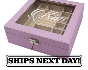 Jewelry Box Organizer - Jewelry Case Leather - Jewelry Box with Key - Leather Jewelry Case - Personalized Jewelry Box for Girls/ Woman