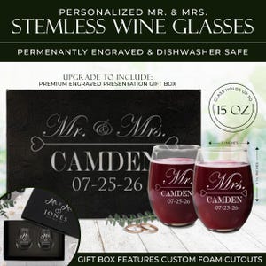 Mr and Mrs Gifts, Bride and Groom Toasting Glasses, Mr and Mrs Mason Jar Glasses, His and Her Gifts, Husband and Wife Gifts, Set of 2 image 4