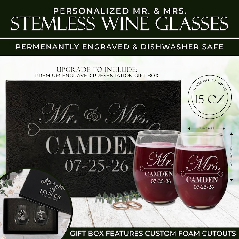 Mr and Mrs Gifts, Bride and Groom Toasting Glasses, Mr and Mrs Mason Jar Glasses, His and Her Gifts, Husband and Wife Gifts, Set of 2 image 4