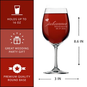 Bridesmaid Gift - Bridesmaid Wine Glasses - Personalized Wine Glass - Custom Wine Glasses Bridesmaid Wedding Party Wine Glasses Bild 3