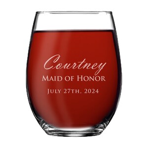 Custom Stemless Wine Glasses, Personalized Wine Glasses, Bridesmaid Gift, Bridesmaid Wine Glasses, Etched Wine Glasses, Custom Wine Glasses image 6