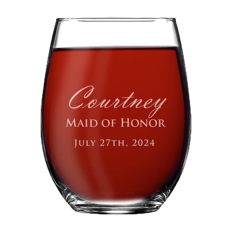 Custom Stemless Wine Glasses, Personalized Wine Glasses, Bridesmaid Gift, Bridesmaid Wine Glasses, Etched Wine Glasses, Custom Wine Glasses image 6