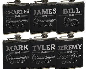 Groomsmen Flask Gifts - Personalized Leather Flask - Groomsmen Gift - Personalized Flask - Engraved Flask - Hip Flask - Custom Flask