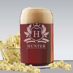 Custom Beer Can Glass, Personalized Beer Can Cup Glass, Engraved Beer Can Glass, Customized Beer Can Glass, Etched Beer Can Glass