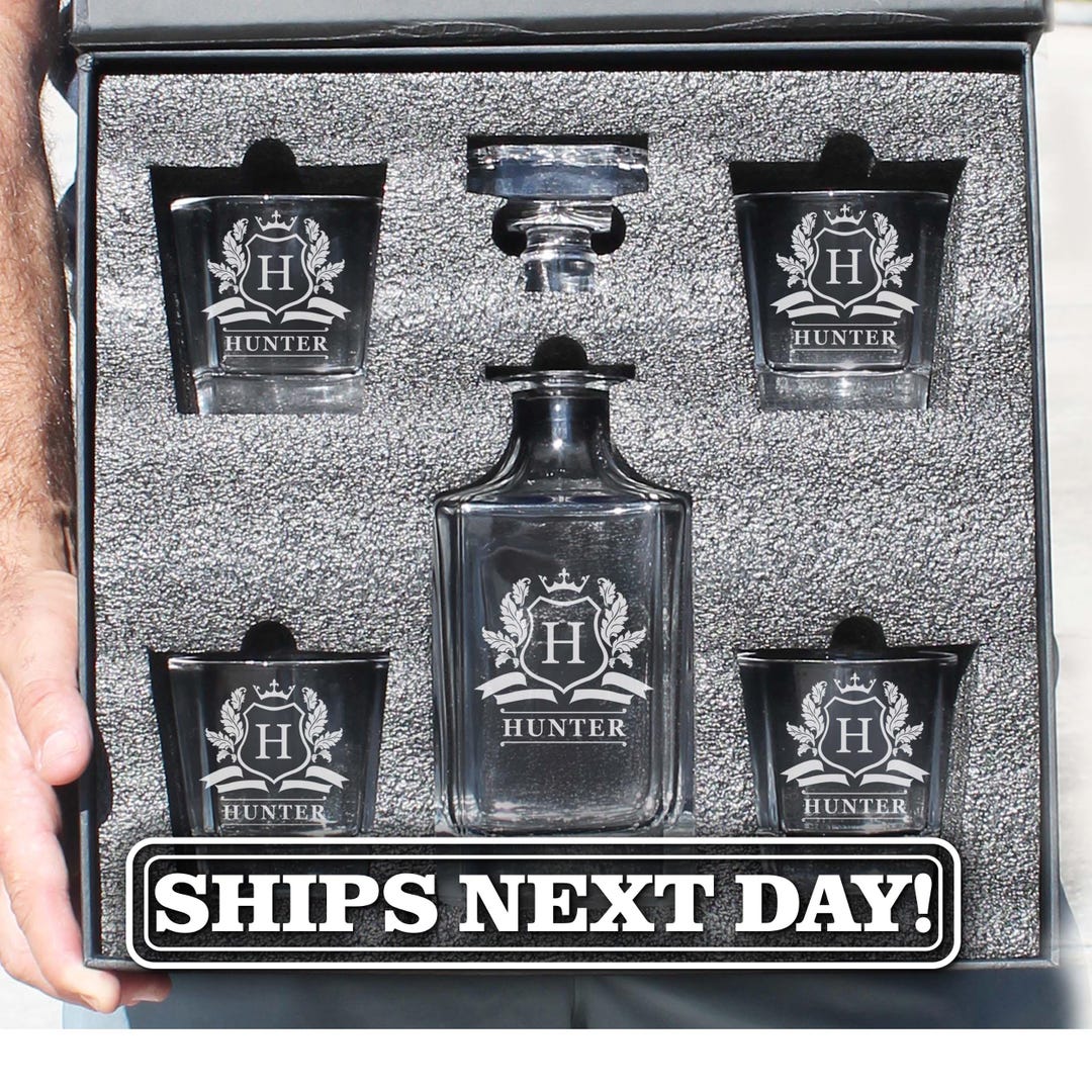 Personalized Whiskey Decanter Set – Engraved Liquor Gift With Box - Etsy