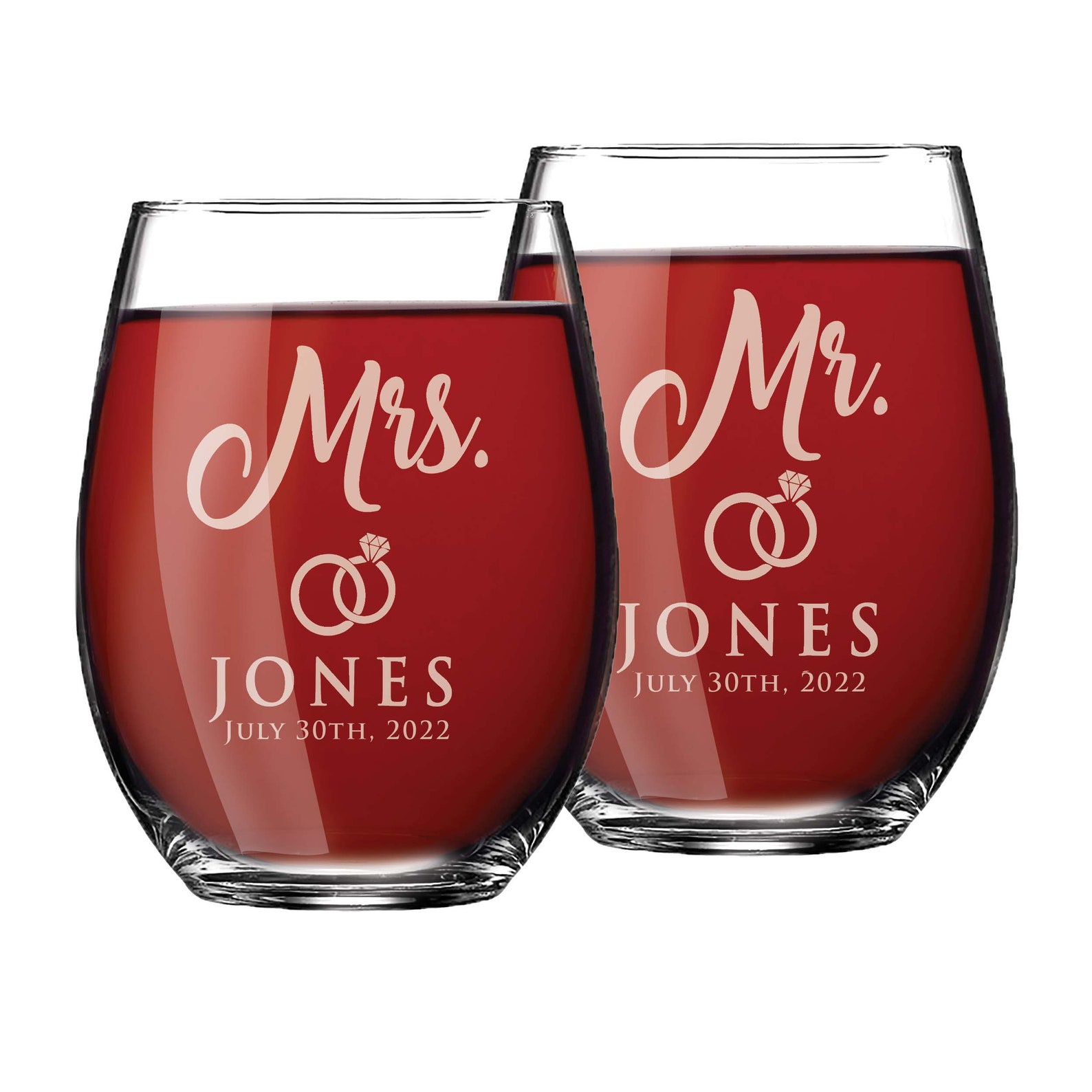 Custom Stemless Wine Glasses Personalized Wine Glasses Mr Etsy