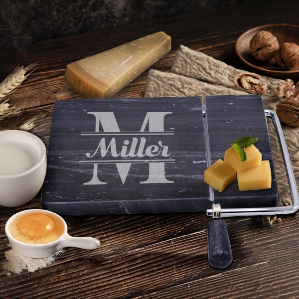 Marble Cheese Slicer - Custom Cheese Cutting Board with Wire - Personalized Cheese Wire Cutter - Marble Cheese Board with Wire Cutter