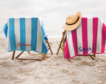 Custom Beach Towel, Embroidered Beach Towel, Pool Towel, Personalized Striped Beach Towel, Premium Cabana Towel, Striped Cabana Towel