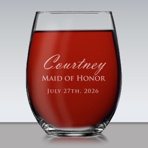 Personalized Stemless Wine Glasses, Etched Wine Glasses, Custom Wine Glasses, Bridesmaid Gift, Bridesmaid Stemless Wine Glasses, Usher Gift image 6