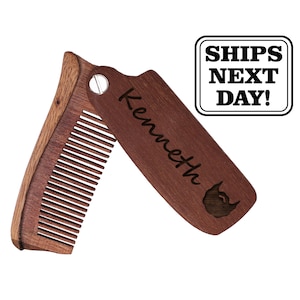 Personalized Beard Comb - Engraved Beard Brush - Folding Beard Comb - Beard Comb Custom - Wood Beard Comb Custom - Grooming Comb/ Brush Men
