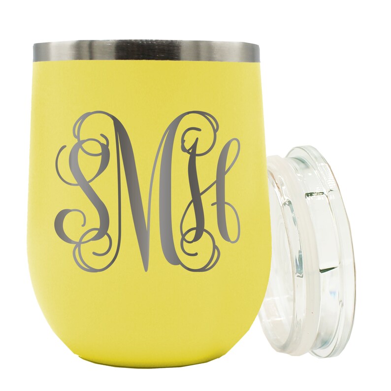 Monogrammed Insulated Wine Tumbler Vine Monogram Wine Etsy