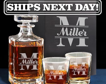 Engraved Whiskey Decanter Set – Personalized Birthday Gift for Him