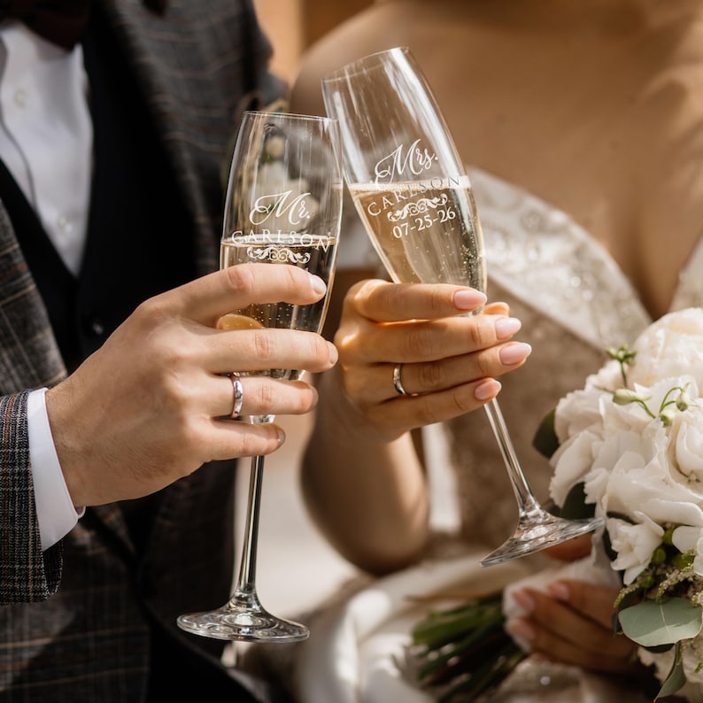 Mr and Mrs Gifts, Bride and Groom Toasting Glasses, Mr and Mrs Mason Jar Glasses, His and Her Gifts, Husband and Wife Gifts, Set of 2 image 7