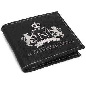 Billetera personalizada con ventana para identificación - Billetera plegable personalizada con ventana para identificación - Billetera plegable grabada para hombre con ventana para identificación abatible