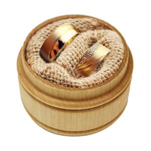 Ring Box Wood Round Ring Box Wedding Ring Boxes for Ceremony Rustic Ring Holder Monogram Ring Box His and Her Ring Box image 6