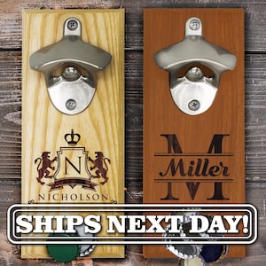 Bottle Opener Wall Mount Magnet, Wall Mounted Beer Opener, Personalized Bottle Opener Magnetic, Wall Bottle Opener Cap Catcher