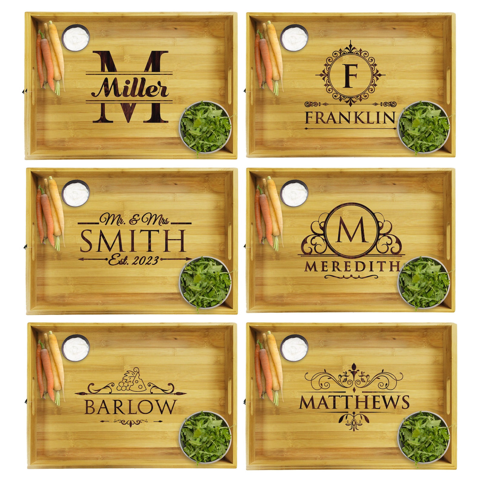 Personalized Wood Serving Tray Serving Tray With Handles Etsy